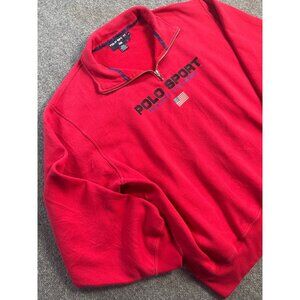 Polo Sport Ralph Lauren Red Quarter-Zip Fleece Sweatshirt XXL Cotton/Poly Blend